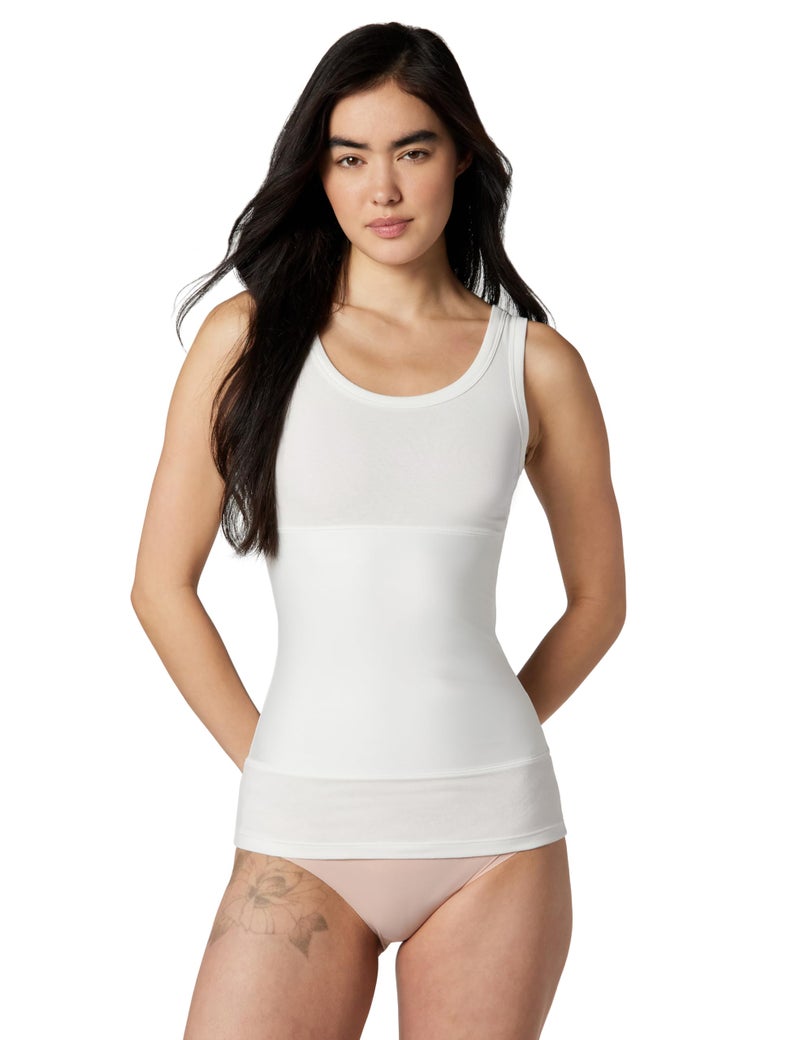 Yummie TummieÂ® Boyfriend 3-Panel Shaping Tank, White, Medium - Image 1